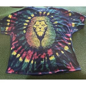 Rasta Lion T-Shirt Mens Sz 3XL Black Tie Dye Print Reggae Head Bob Marley DOM